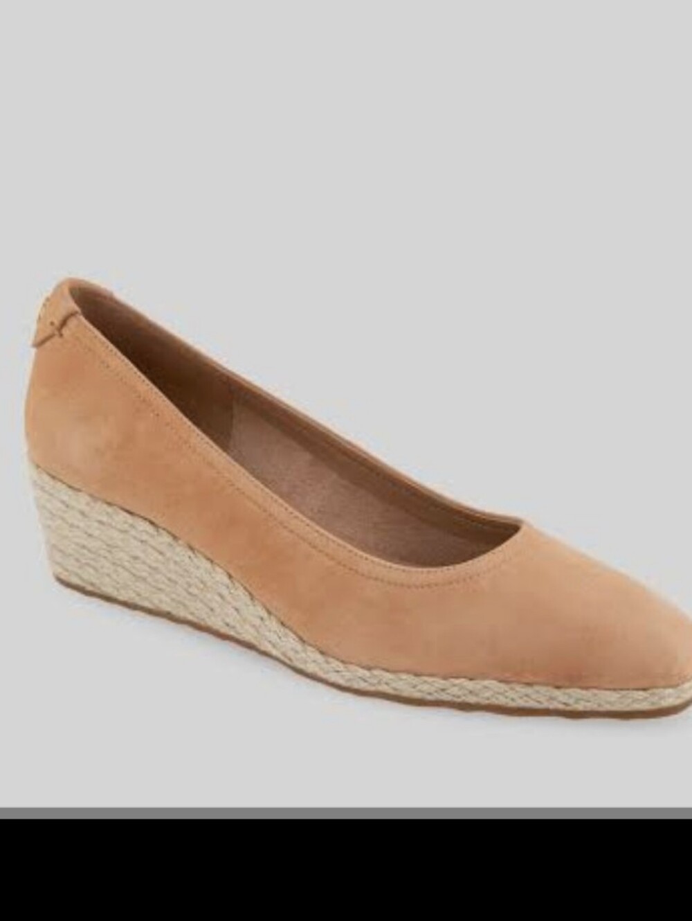 Aerosoles Roma Tan Suede Espadrille Platform Pump Jute Wedge Sz 12M Comfortable
